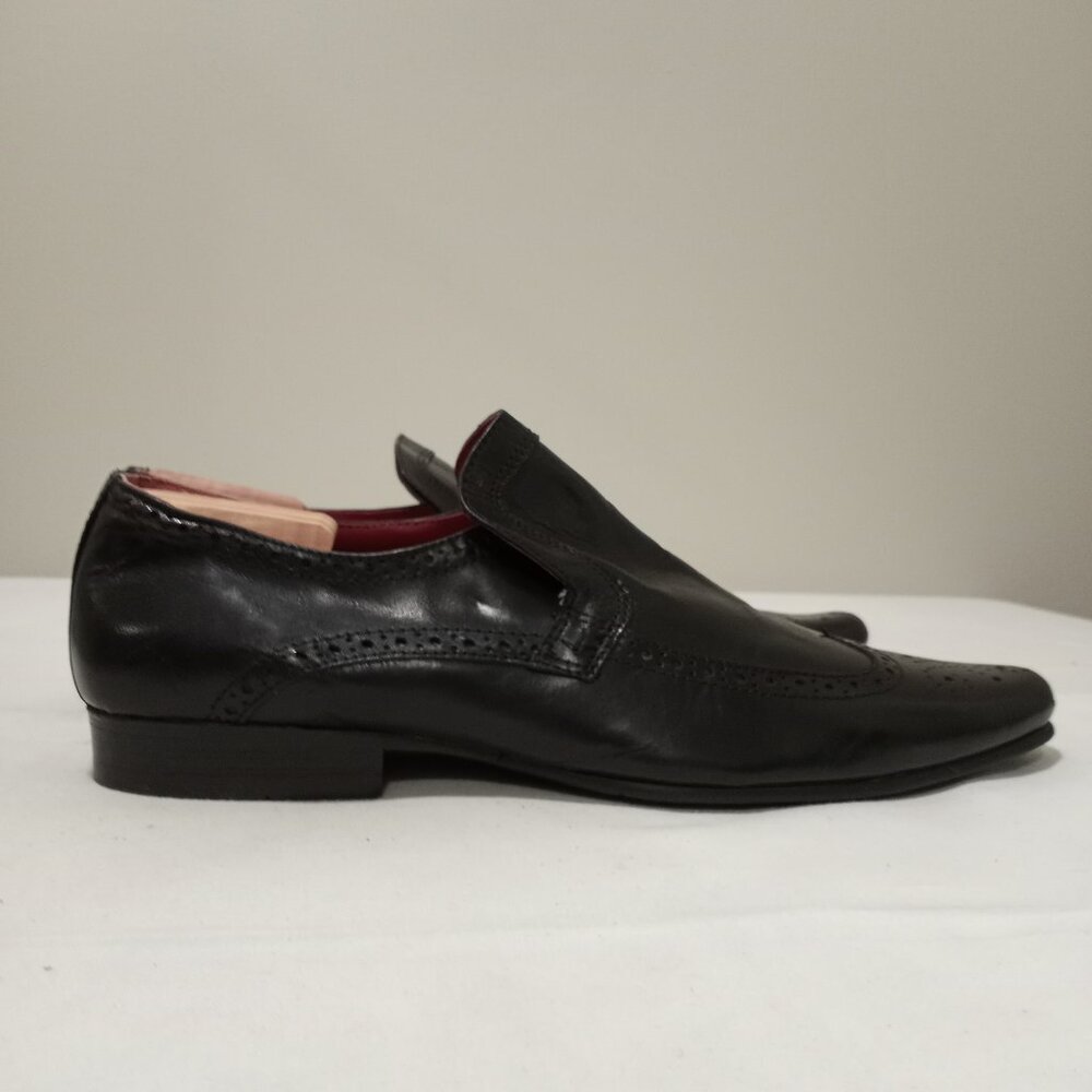 RED TAPE BLACK LEATHER WINGTIP LOAFERS MENS DRESS SHOE SIZE 11